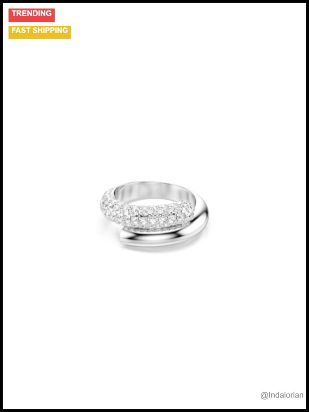Swarovski Dextera Crystal Ring Rhodium Plated Statement